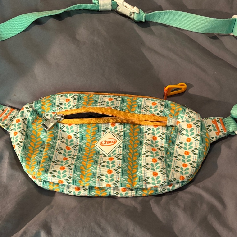 Chaco Crossbody Bag with Teal and Orange Pattern